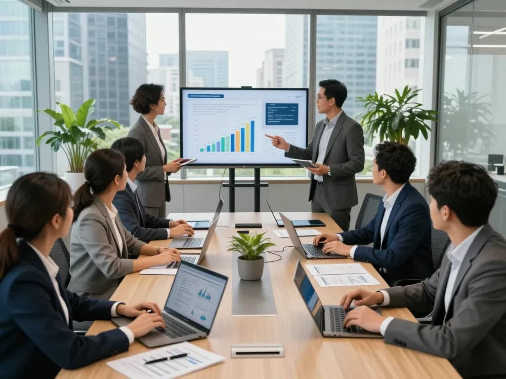 Team collaborating in a modern office, showcasing the dynamic processes of leading search firms.