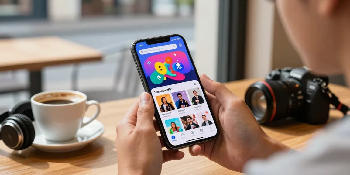 Enjoying the Vidmate APK for seamless video and audio downloads in a cozy café.