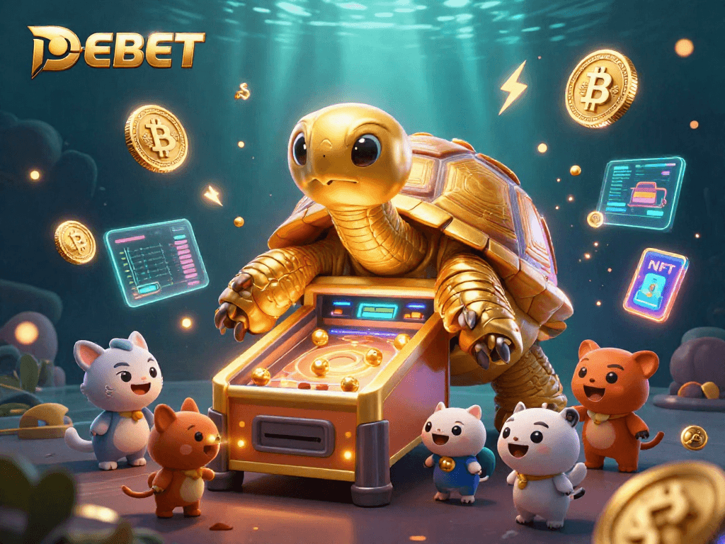 Engage with DEBET's exciting gaming experience featuring vibrant 3D elements and thrilling action.