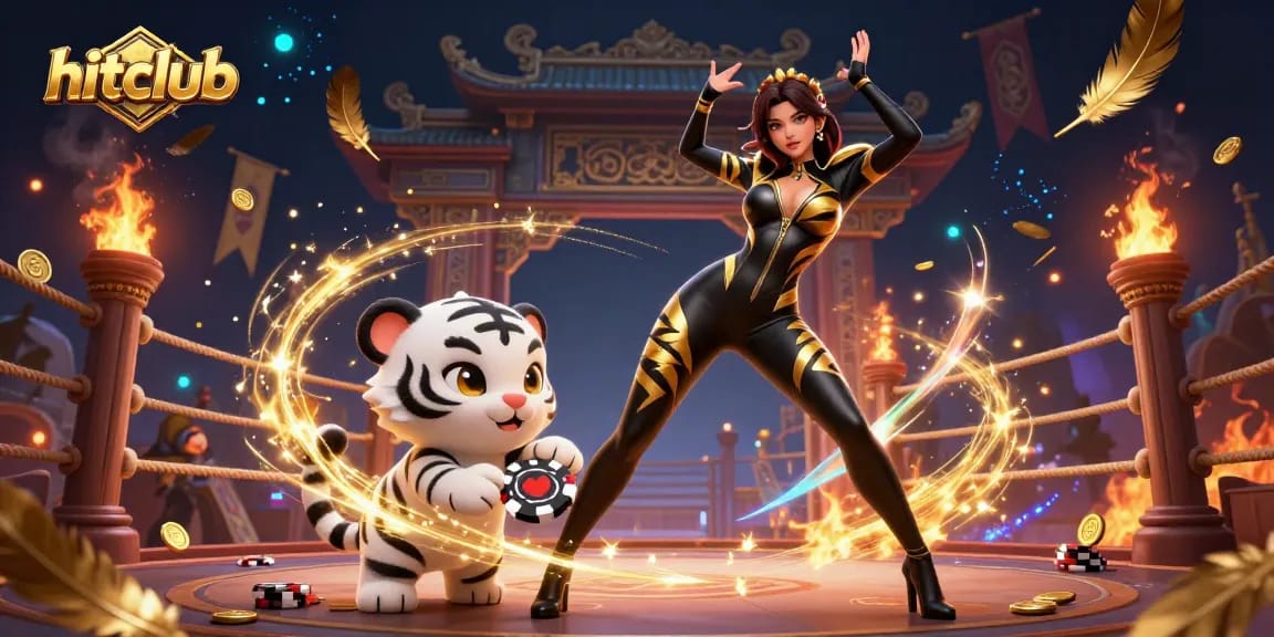 Experience thrilling gameplay at hitclub with a stunning acrobat showcasing casino elements in a vibrant 3D illustration.