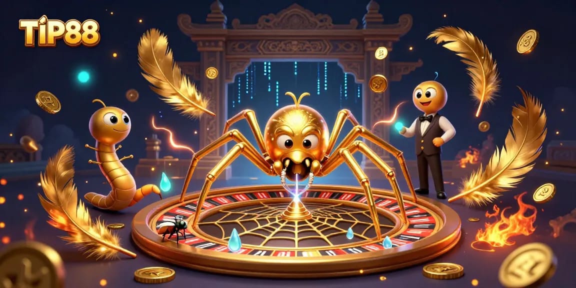 Experience thrilling bets with TIP88 at the roulette wheel crafted by a golden spider.
