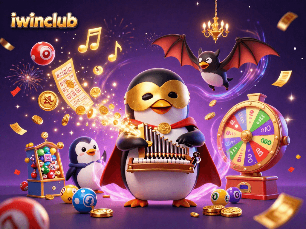 Play and win at iwinclub with a lively scene of enchanted gambling elements and characters.