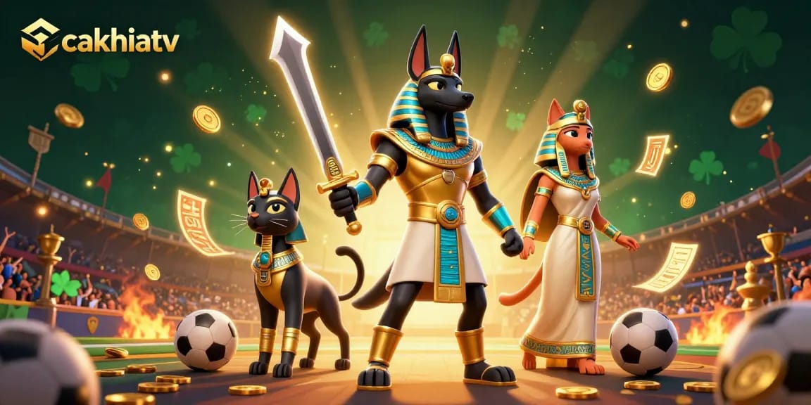 Experience exhilarating sports betting with cakhiatv, featuring dynamic characters and thrilling stadium elements.