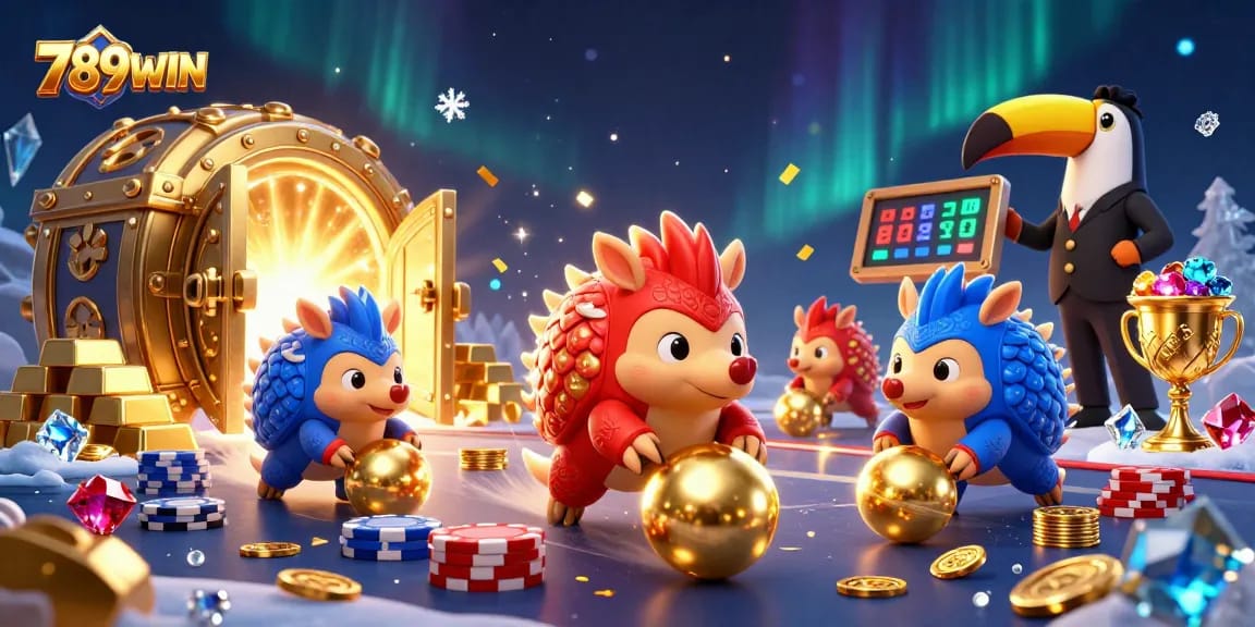 Join the excitement at 789WIN as pangolins roll into golden wins amidst vibrant game elements.