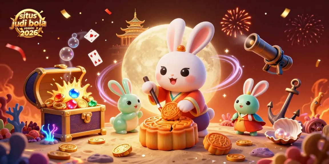 Bet on situs judi bola resmi 2026 featuring a lively 3D fantasy scene with playful characters.