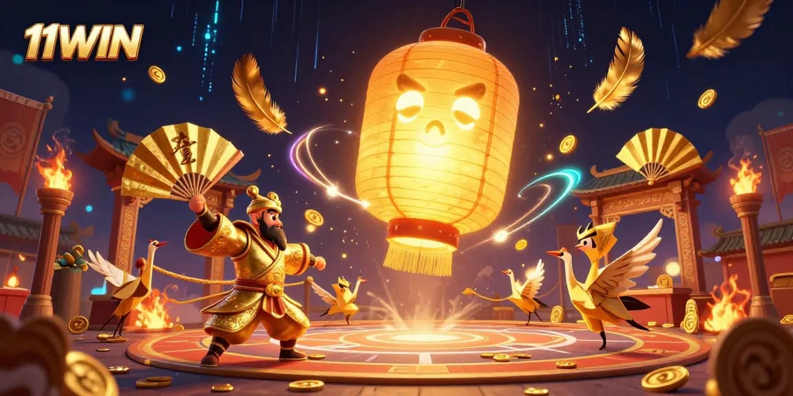 Experience the thrill of 11WIN with a dynamic 3D casino scene filled with vibrant elements.