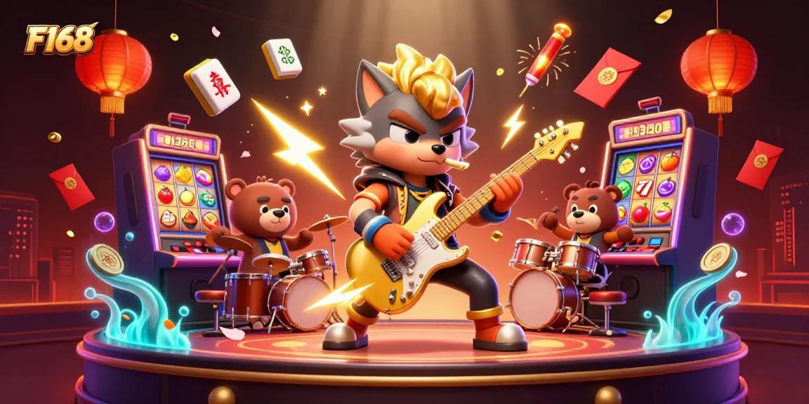 Experience thrilling casino action with F168's dynamic entertainment featuring vibrant characters and game elements.