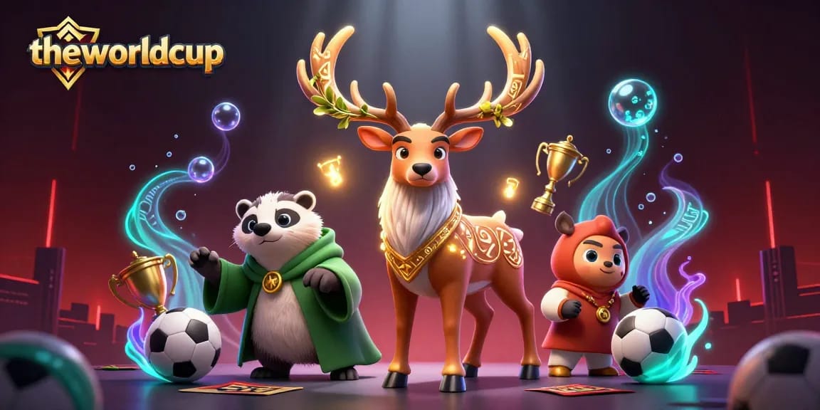 Experience theworldcup excitement with sports balls and trophies in this vibrant gambling-themed scene.