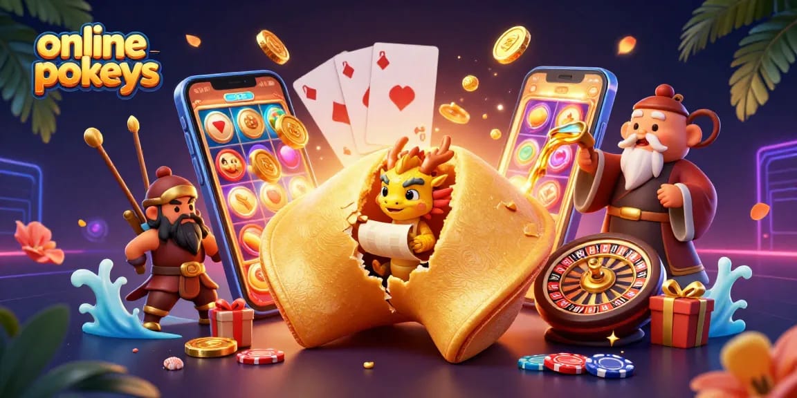 Experience thrilling online pokies gameplay with an amazing giant fortune cookie scene filled with adventure.