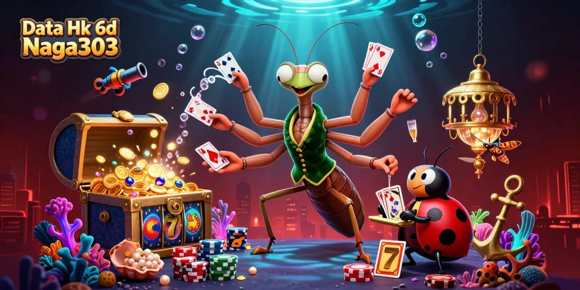 Engaging illustration of Data Hk 6d Naga303 with vibrant gambling scenes featuring characters and elements from the casino.