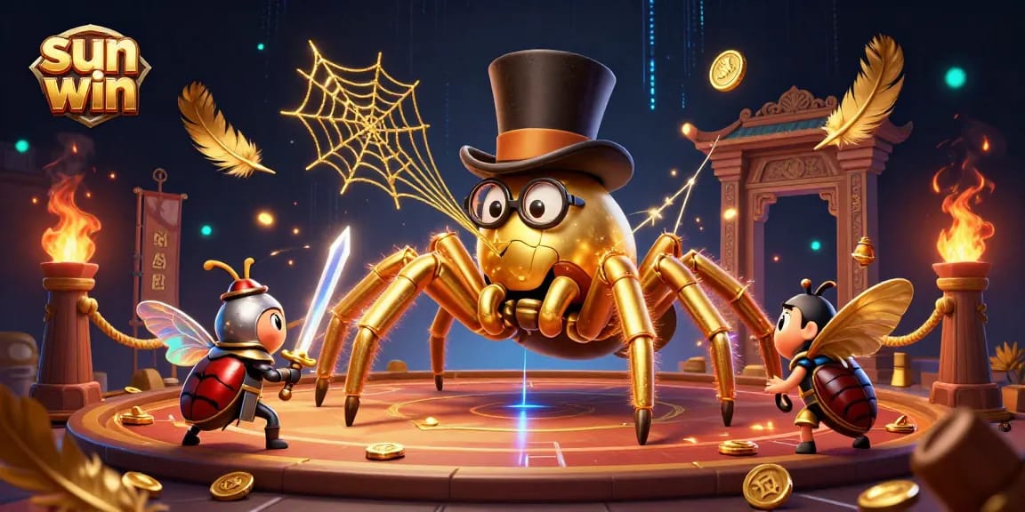 Engage in thrilling gameplay at the sun win casino with a vivid scene featuring a golden tarantula.