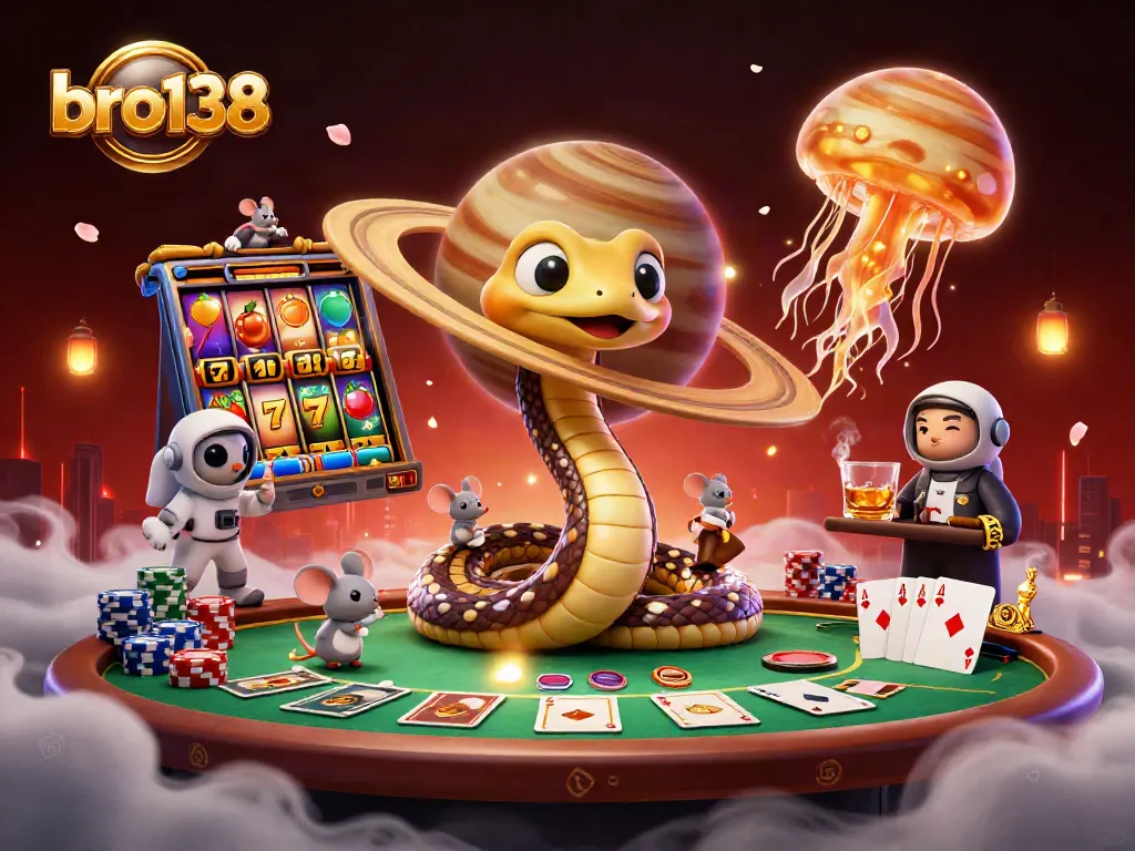 Play slots at bro138 with engaging characters in a magical casino scene full of action and excitement.