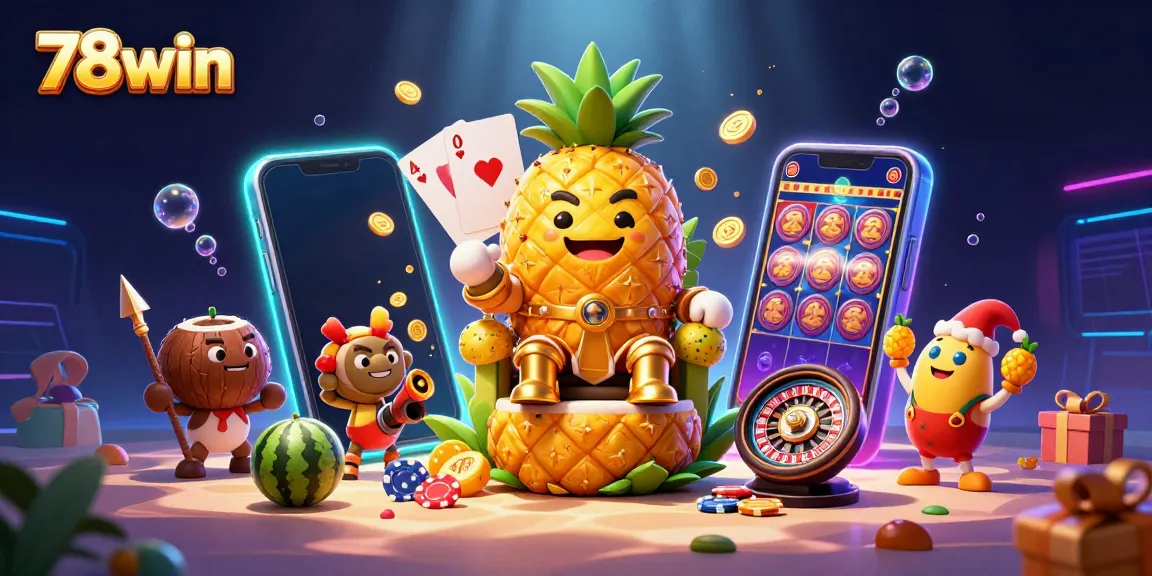 Experience thrilling wins at 78win with the golden pineapple king and vibrant casino elements.