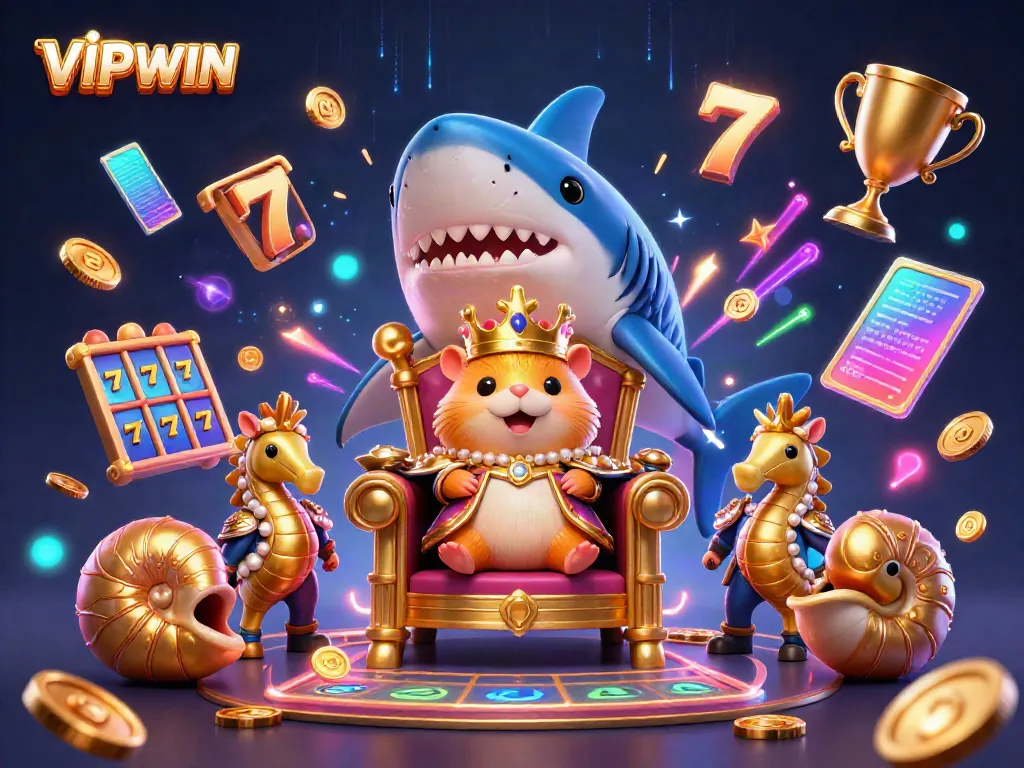 Experience thrilling gaming action at VIPWIN with vibrant characters and dynamic gambling elements.