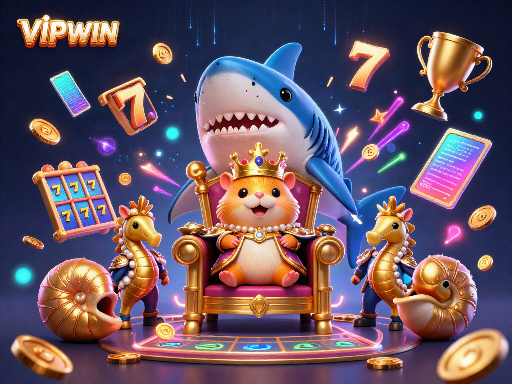 Experience thrilling gaming action at VIPWIN with vibrant characters and dynamic gambling elements.