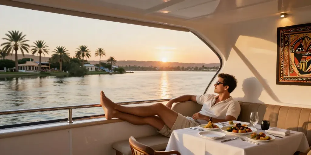 Experience the serene Lake Nasser Cruise with stunning views and luxurious amenities.