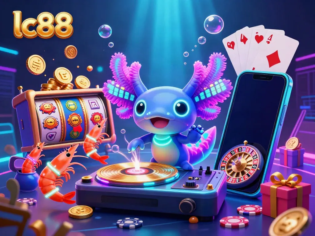Experience thrilling gameplay with lc88 in this vibrant underwater casino scene featuring a DJ and animated characters.