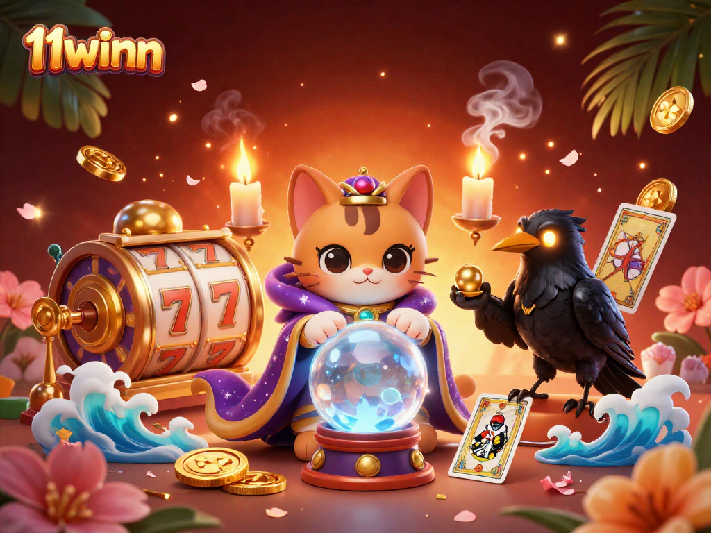 Experience thrilling wins with 11winn's vibrant scene of fortune, slot games, and mystical elements.