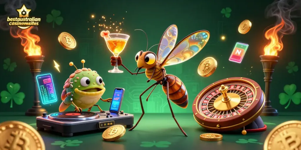 Enjoy thrilling slots with fun characters in a detalied casino setting at bestaustraliancasinosites.