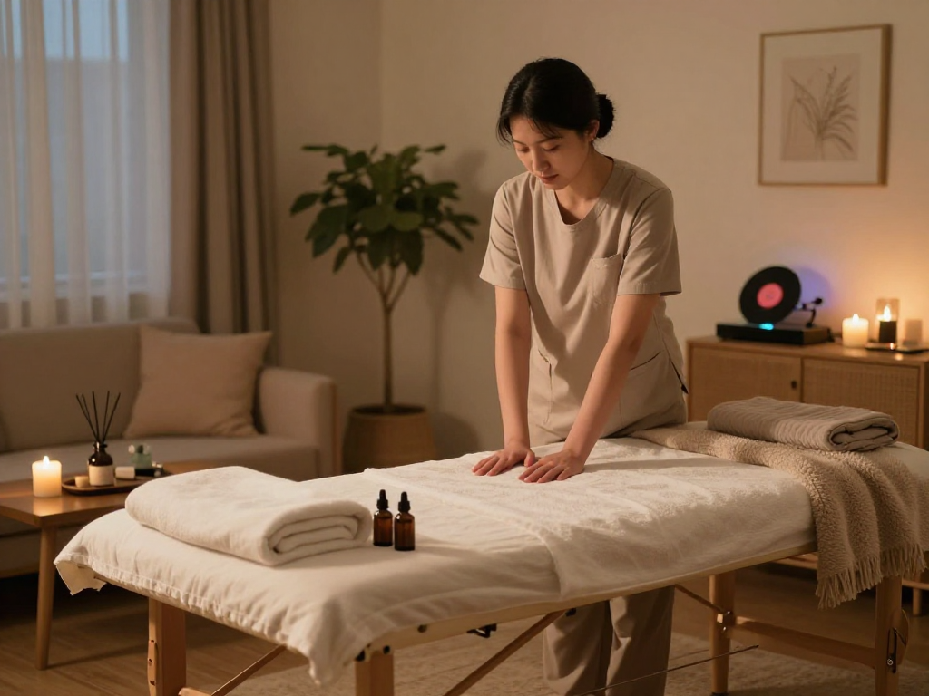 Experience a luxurious 출장마사지 in a cozy home environment with soothing ambiance and professional care.