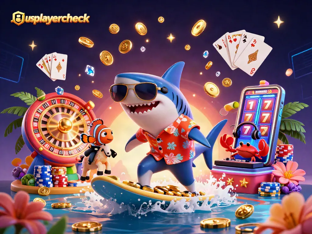 Experience the thrill at usplayercheck with a vibrant casino-themed digital illustration.