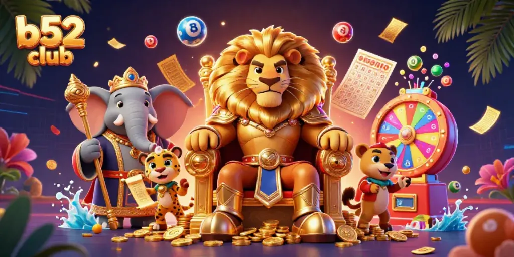 Engage with the exciting b52 club where a dynamic lion king leads thrilling casino adventures amidst vibrant game elements.