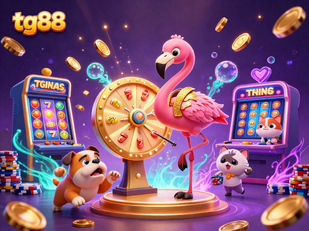 Spin the lucky tg88 prize wheel for thrilling casino rewards in an exciting game show scene.