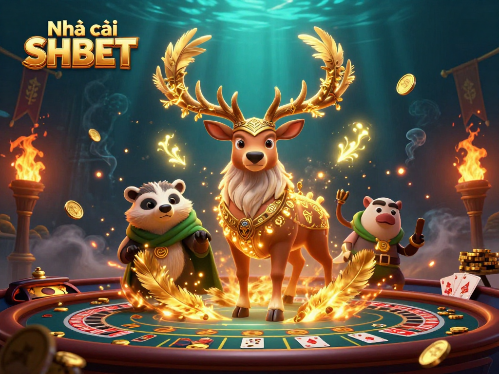 Experience the thrill of Nhà cái SHBET with a magical 3D casino scene showcasing unique characters and elements.