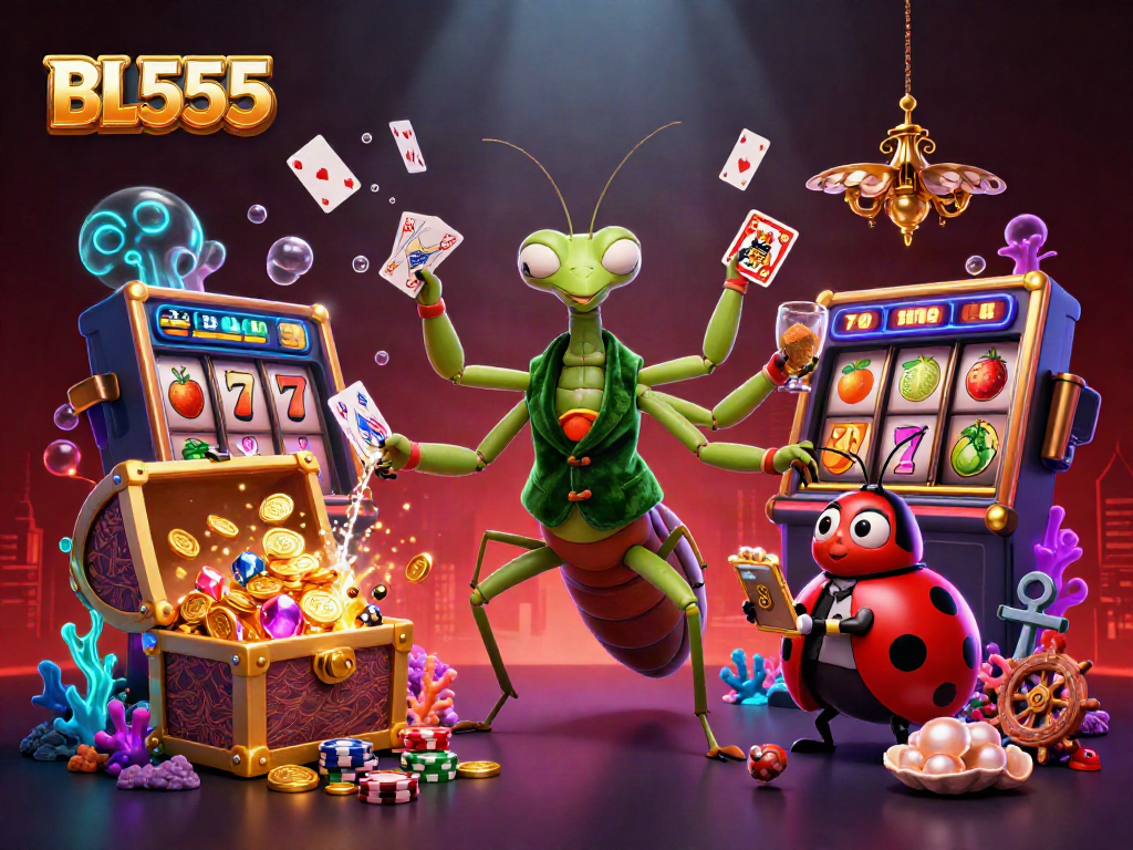 Experience thrilling slots at BL555, featuring lively characters and abundant game elements.