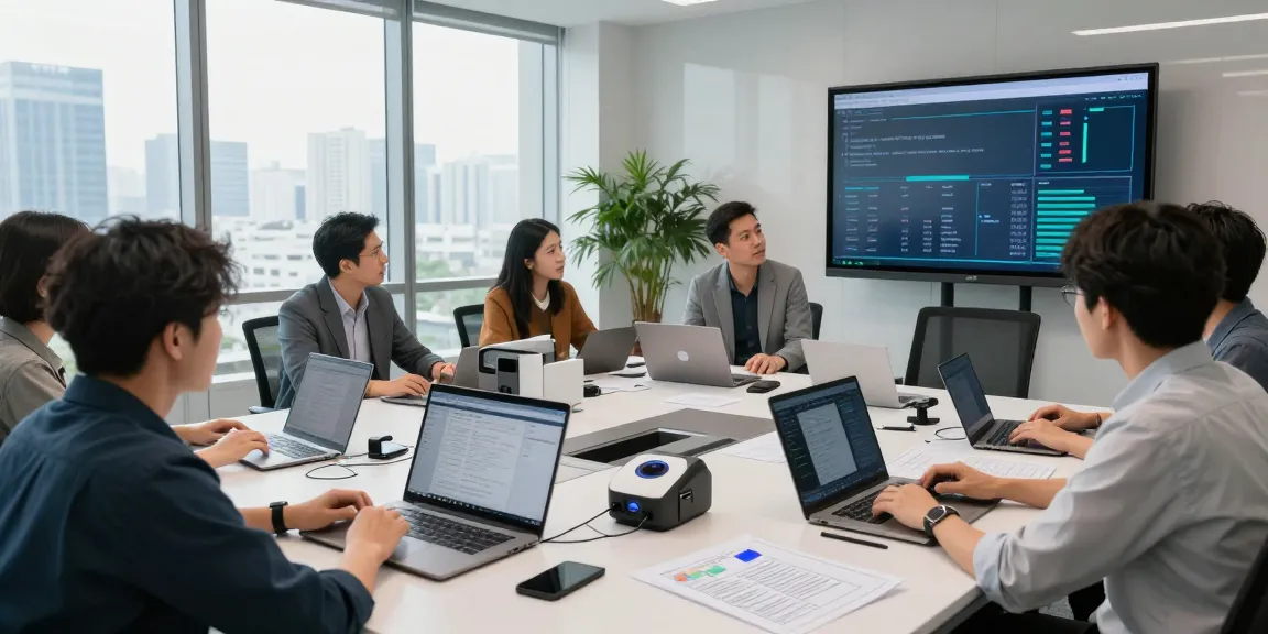 Document fraud detection specialists analyzing security data in a modern office.