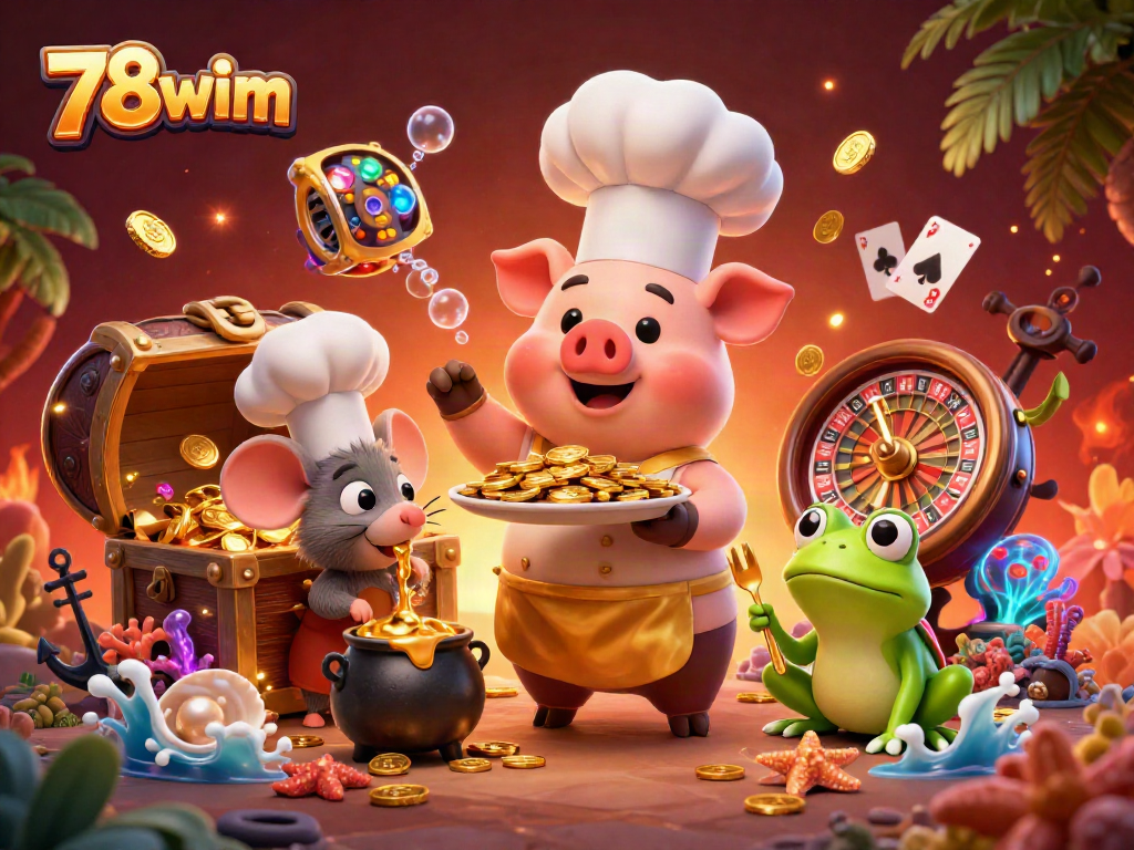 Join the excitement with 78wim’s casino games, featuring vibrant characters and jewel-filled treasures!