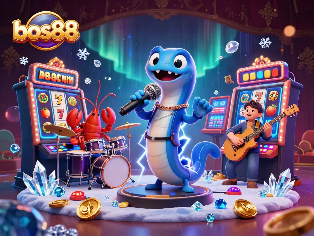 Engage in vibrant slots experiences with bos88 featuring a DJ electric eel and band in an underwater casino.