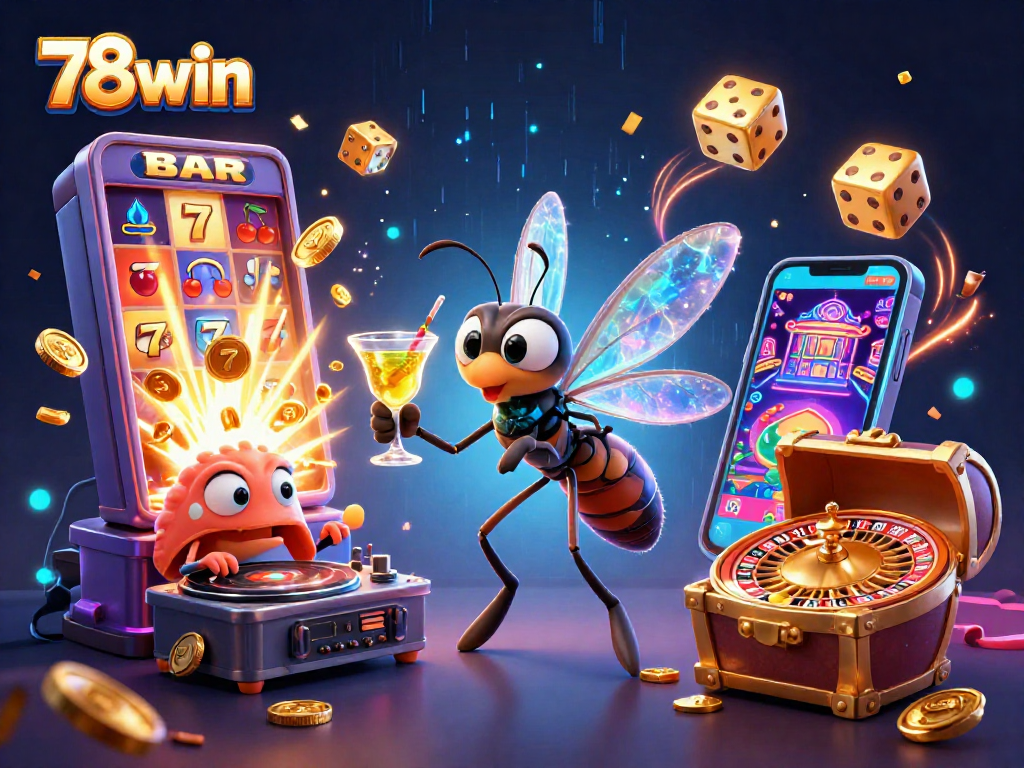 Experience the thrill of winning at 78win with a vibrant casino scene full of life and action.