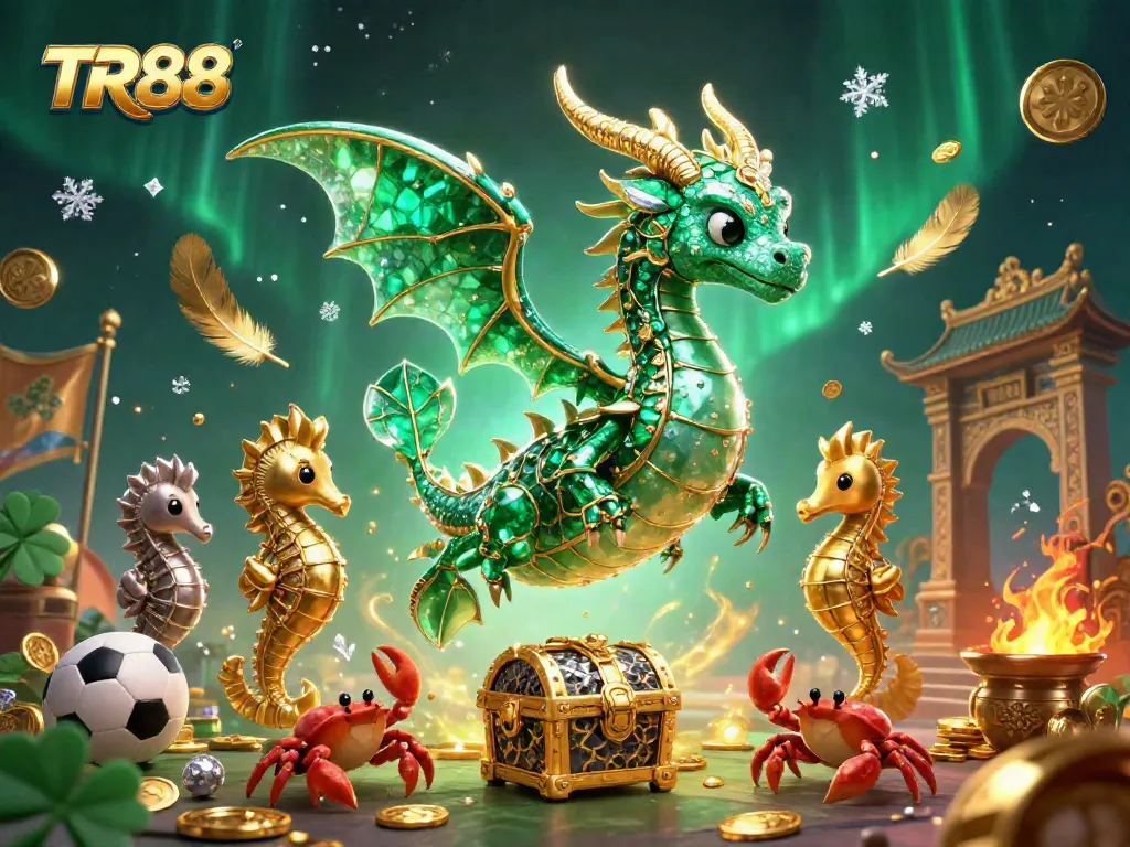 Engage with thrilling sports betting action at TR88 featuring vibrant sea dragons and treasure.