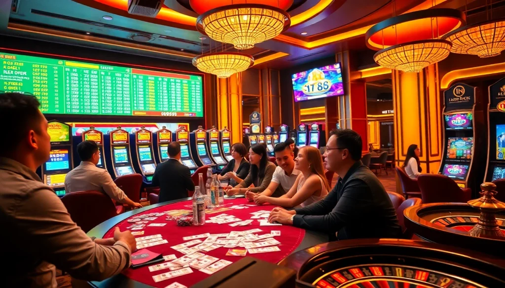 Excited players betting at the xổ số xn88 lottery table, creating an electrifying atmosphere.