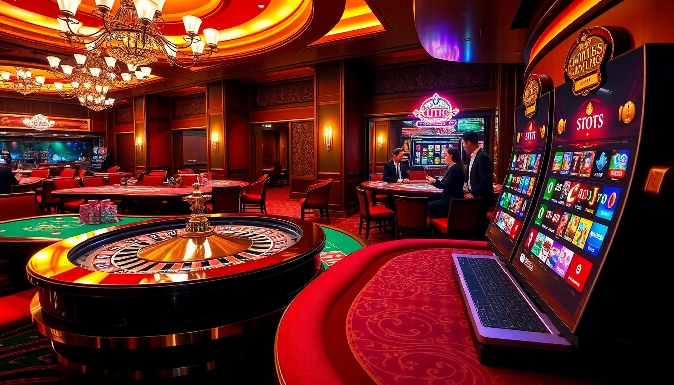 Engaging players at the luxurious casino highlighting betting strategies on https://vaoluoitv.ink/ with roulette, poker, and online games.