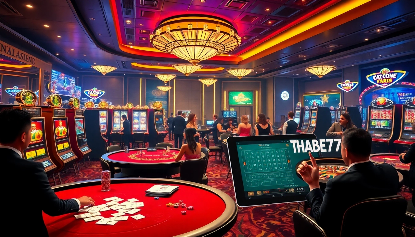 Experience the thrill of gambling at Thabet77 with luxurious casino visuals and exciting gaming action.