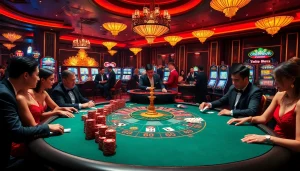 Experience high-stakes gambling with Ta 88 at a luxurious casino poker table.