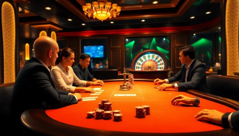 Experience the thrill at https://32wincasino.com/ with engaging poker action at a luxury casino table.