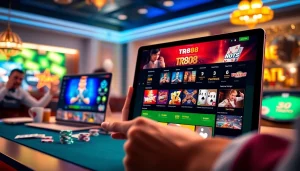 Experience online gaming at https://tr88.gg/ with a vibrant interface showcasing casino games across devices.