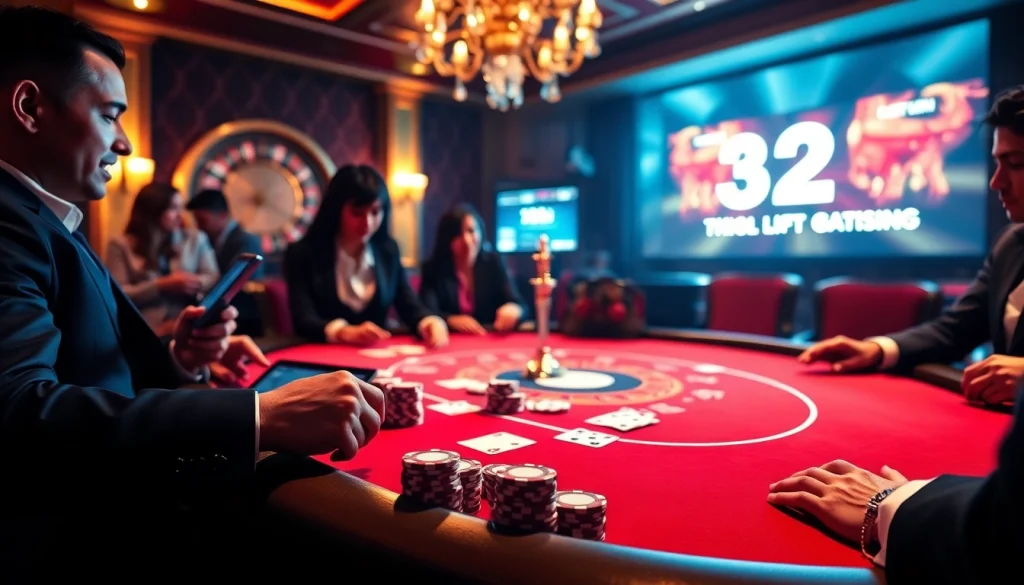 Experience thrilling gameplay at 32win casino, featuring vibrant poker chips and an intense poker table.