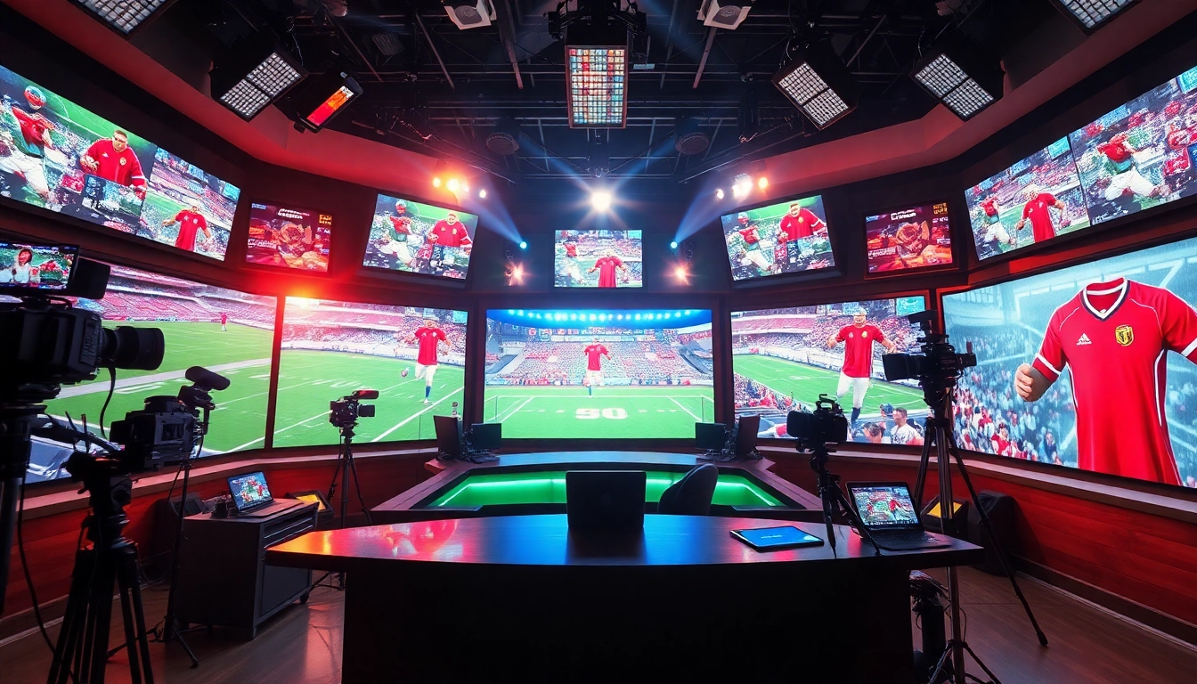 Engaging view of a sports broadcasting studio showcasing dynamic setups for Sports Broadcasting.
