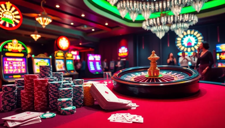 Players celebrating a winning hand with 789K chips at a glittering casino gaming table.