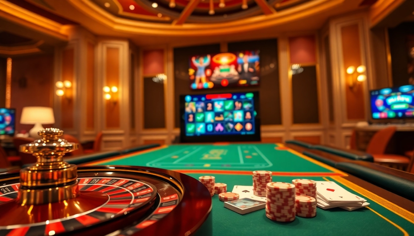 Experience game nn88 at a luxurious casino with a vibrant online interface and engaging players.
