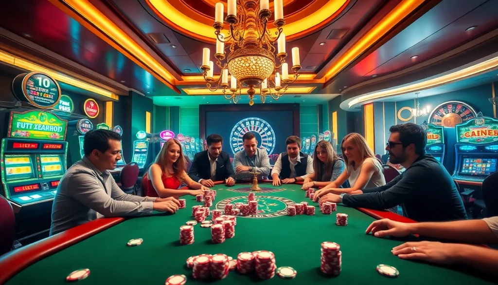 Engaging players at the UU88 casino table with vibrant chips and roulette wheel.