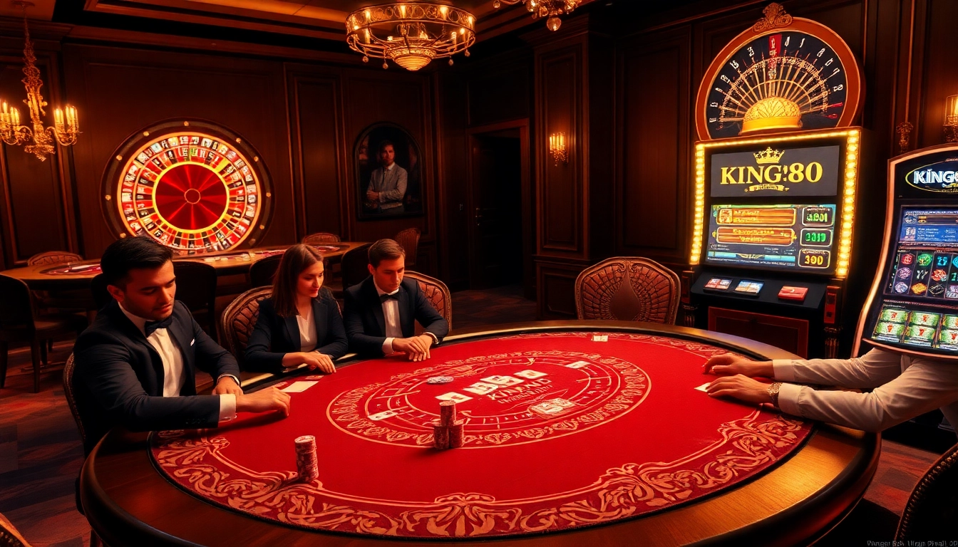 Exciting gambling action with a luxurious poker scene at https://king88hz.vip/ showcasing poker chips and roulette.