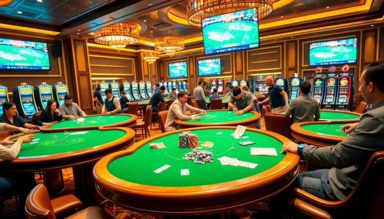 Experience bóng đá trực tiếp betting excitement in a luxurious casino setting with vibrant gaming elements.