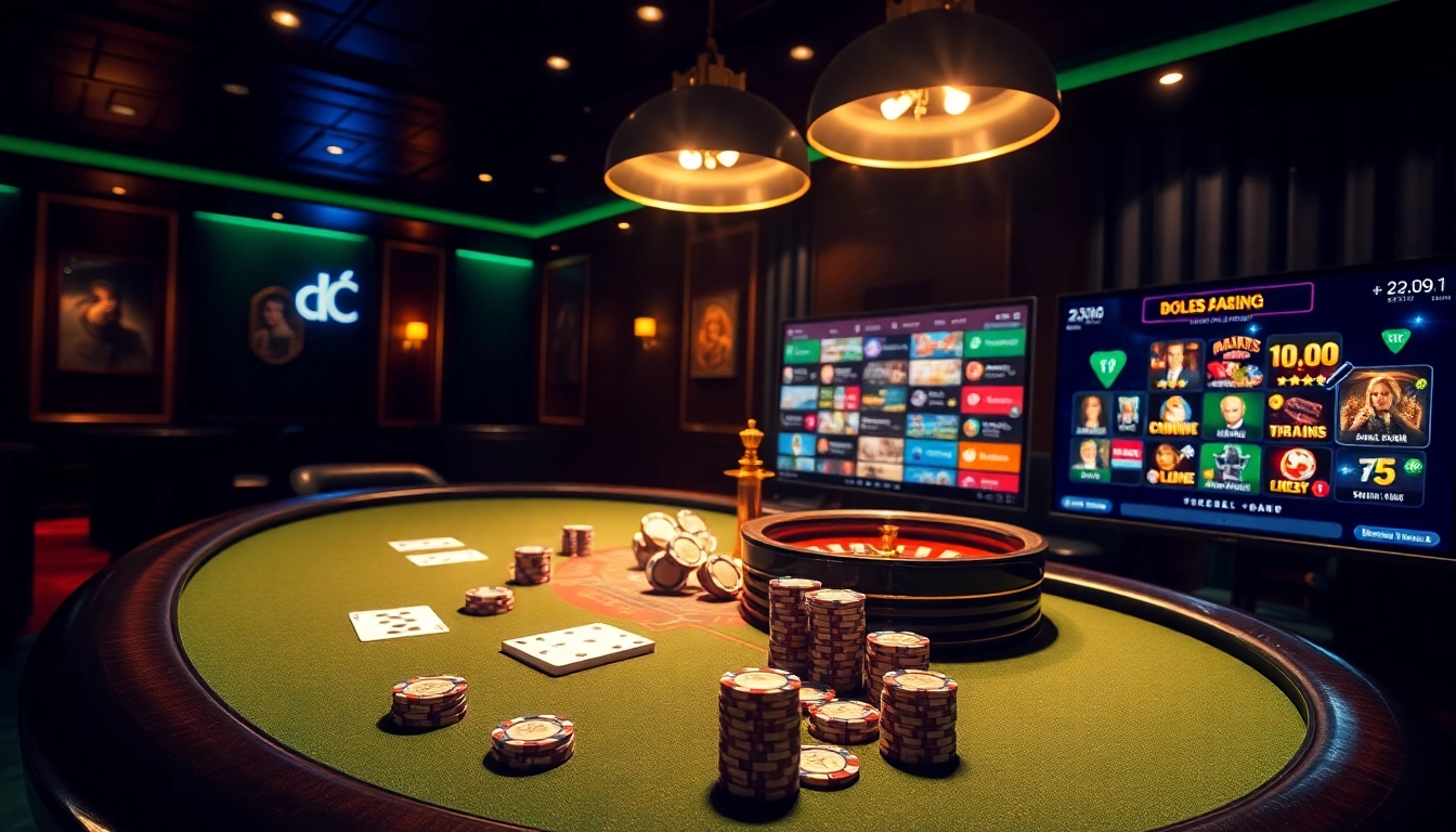 Experience the excitement of online gaming at https://dola88vn.com/ with vibrant casino visuals featuring poker and roulette.