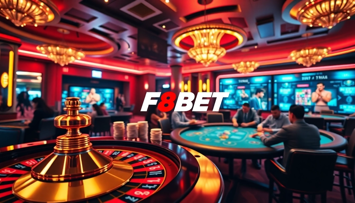 Players enjoying the excitement of F8BET casino games with vibrant graphics and engaging tables.