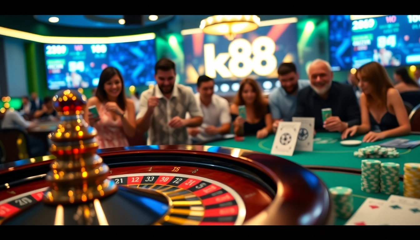 Sky88 thể thao betting excitement with colorful chips and engaging players.